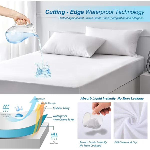 Mattress Protector Twin Ultra Soft Cotton Hypoallergenic Breathable Noiseless Mattress Pad Cover Fitted up to 14" Deep Pocket