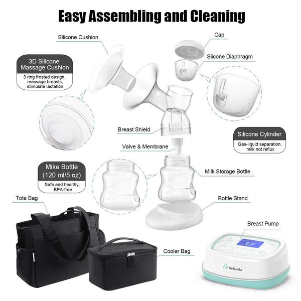BelleMa Effective Pro Double Electric Breast Pump with Tote Bag and Cooler Pack (Value Pack)