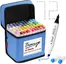 Alcohol-Based Markers Set, Double Tipped Fine&Chisel Art Marker Set for Artist, Adults Coloring, Drawing, Sketching, 71 Classic Colors+1 Blender+1 Swatch+1 Blue Travel Case