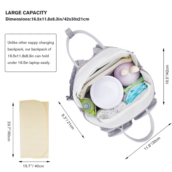 BelleMa Maternity Bag, Diaper Bag, Breastpump Bag - Dark Grey