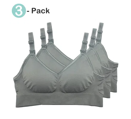 BelleMa Maternity/Nursing Bra-Grey-XL (Pack of 3)