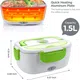 Electric Lunch Box for Car and Home, Work Office - 12V-24V/110V 55W Portable Food Warmer Heater Lunch Box for Men & Adults With Food-Grade Stainless Steel Container 1.5L, 1 Fork & 1 Spoon - Green