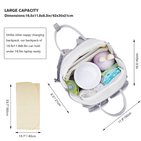 BelleMa Maternity Bag, Diaper Bag, Breastpump Bag - Linen Grey