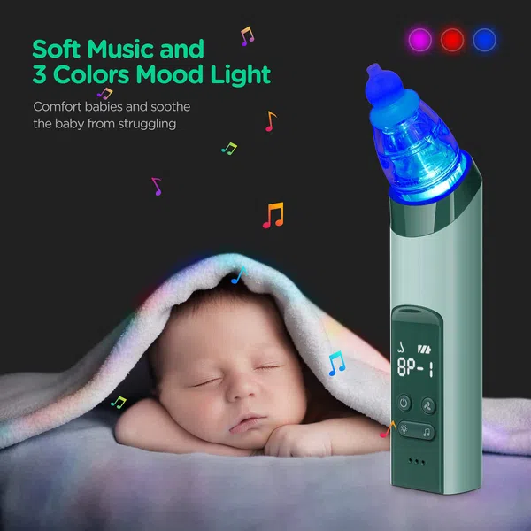 for Toddlers Kids Adults Blackhead Removal Pore Vacuum with 5 Suction Levels and 4 Suction Head Blue Electric Nasal Aspirator